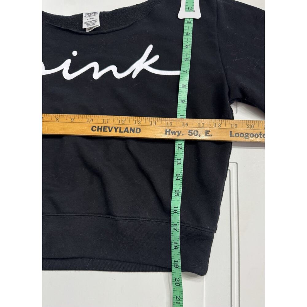 PINK Victorias Secret Black White Everyday Lounge Off The Shoulder Sweater Sz M - Picture 4 of 5